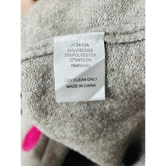 Patrizia Luca Milano Womens Pullover Sweater M Embroidered Felt Polka Dot Gray - Picture 6 of 9